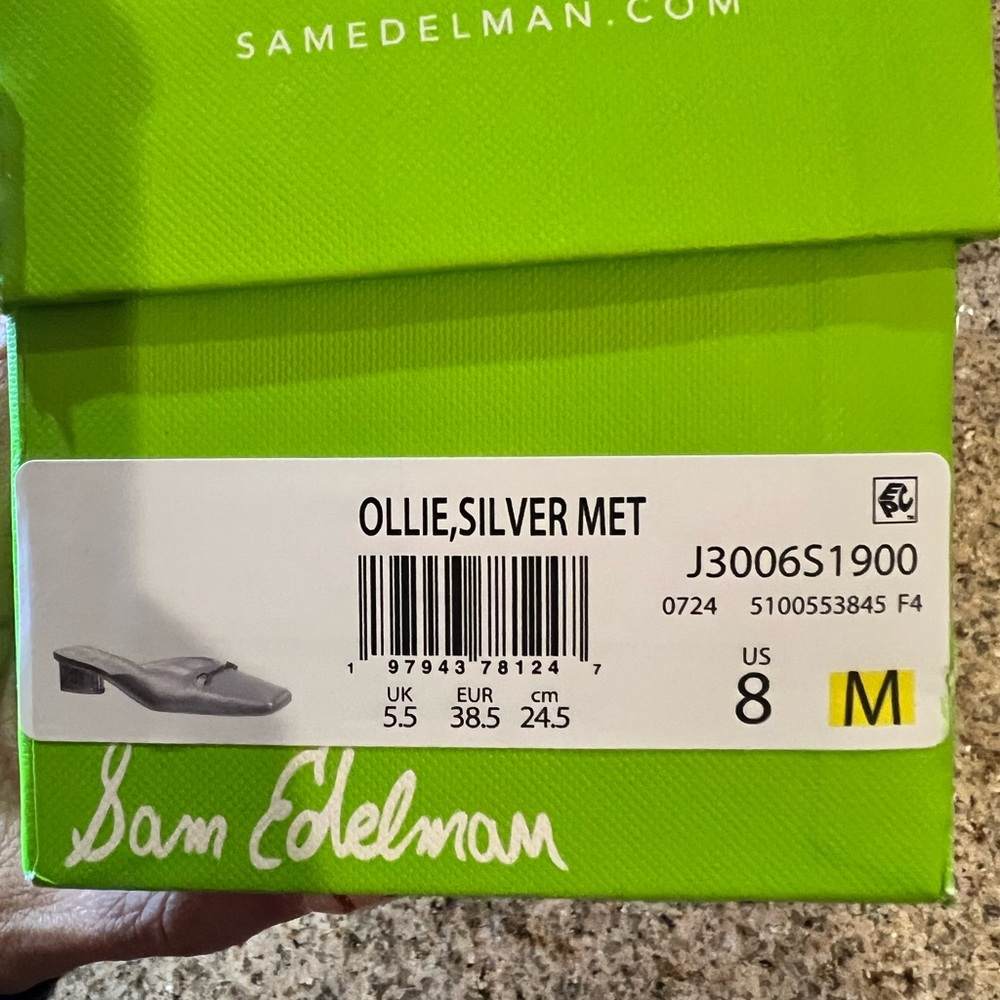 Sam Edelman Ollie Silver Metallic Mules – Size 8 – NIB - Picture 10 of 13